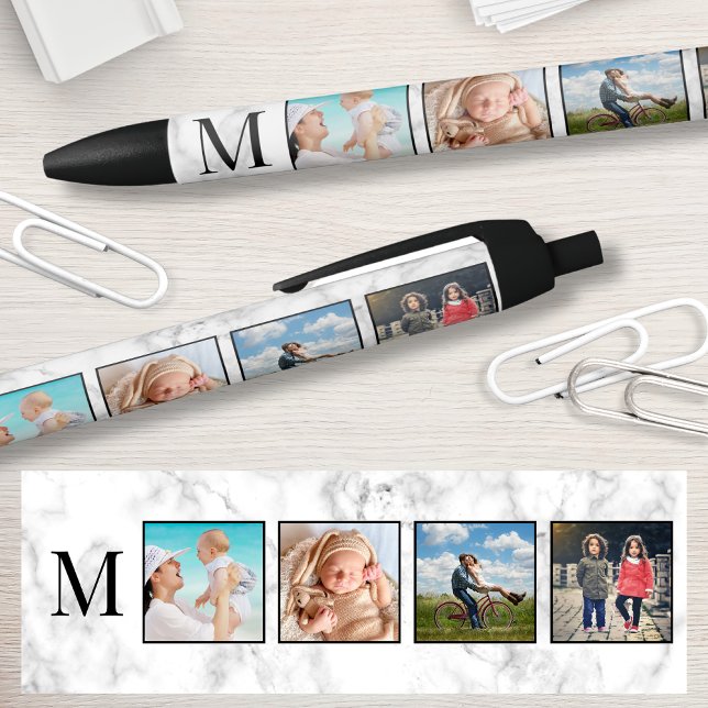 Caneta Preta White Marble Stone Pattern (Criador carregado)