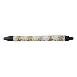 Caneta Preta William Morris Antigo Jacinto Floral Art Nouveau
