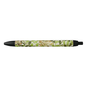 Caneta Preta William Morris Madressilva Flores Verdes