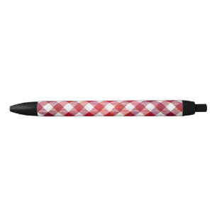 Caneta Preta Xadrez de Búfalo Vermelho e Branco