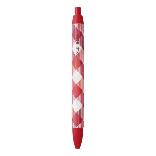 Caneta Preta Xadrez de Buffalo Vermelho e Branco