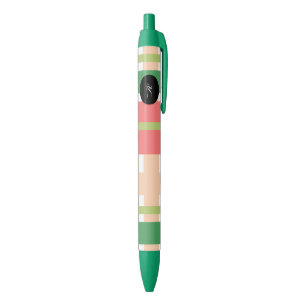 Caneta Preta Xadrez de Fruta Melancia Rosa Verde