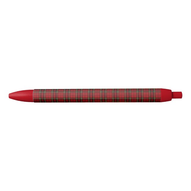 Caneta Preta Xadrez Escocês Vermelho Clássico (Frente)