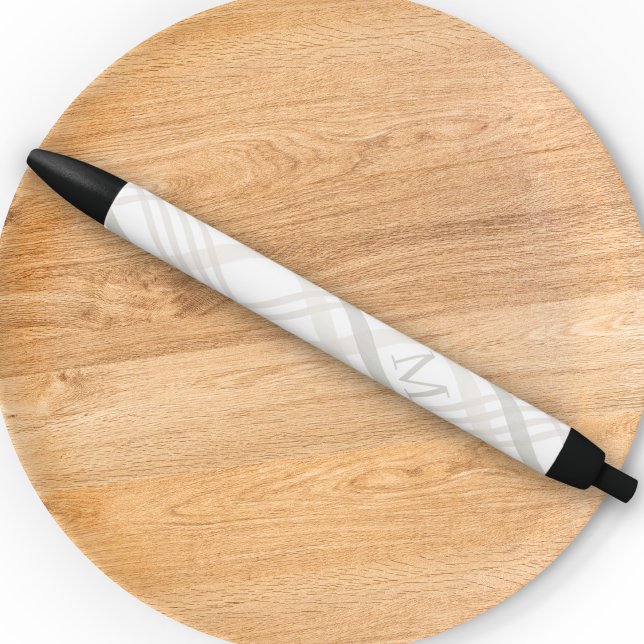 Caneta Preta Xadrez Mínima Elegante Elegante Clássica Monograma (Criador carregado)