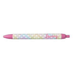 Caneta Preta Xadrez Pastel Rainbow Gingham