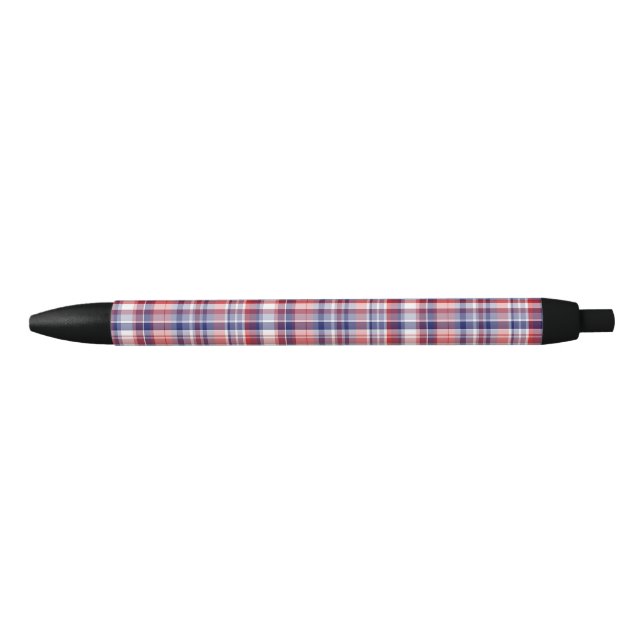 Caneta Preta Xadrez Red, White, Blue Preppy Madras (Frente)