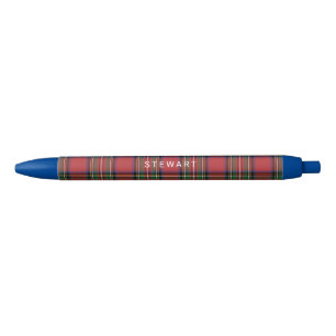 Caneta Preta Xadrez Vermelho e Verde Stewart Tartan Personaliza