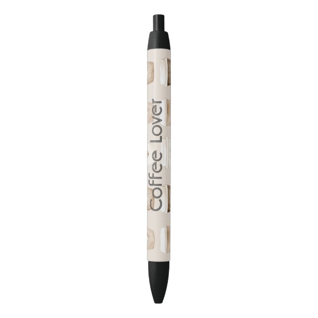 Caneta Preta Xícaras de Coração de Café com Creme (Frente Vertical)