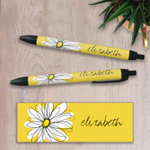 Yellow and White Whimsical Daisy with Custom Text