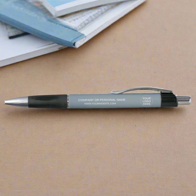 Caneta Promocional Azul poeirento Logotipo e texto comerc (Criador carregado)