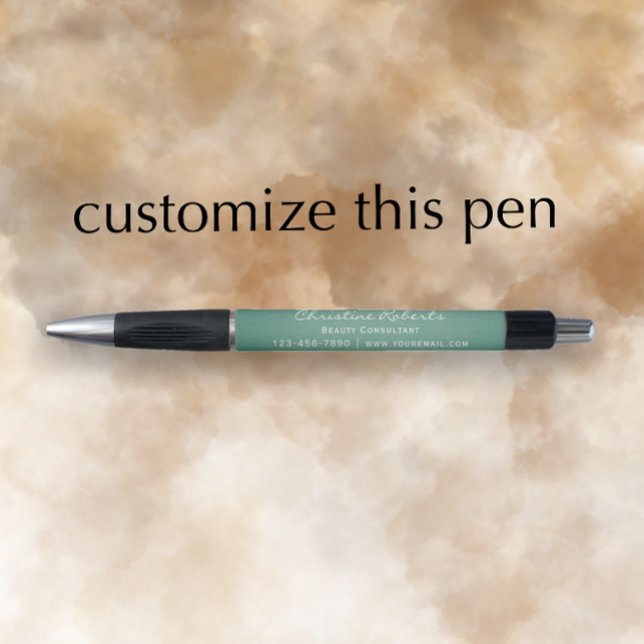 Caneta Promocional de negócios moderno e personalizado Eu (Create a stylish promotional pen with my elegant, modern eucalyptus green pen template.
)