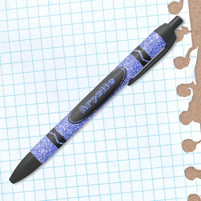 Caneta Push de Nome Personalizado de Crayon Azul V (Criador carregado)