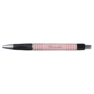 Caneta Quic Monograma Rosa Houndstooth Com Nome