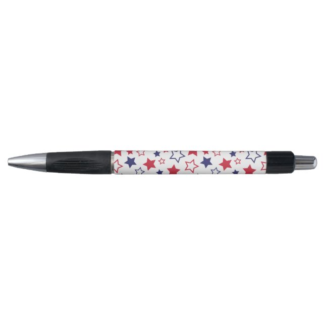 Caneta Red and Blue Stars, 4th of July, White Background (Frente)