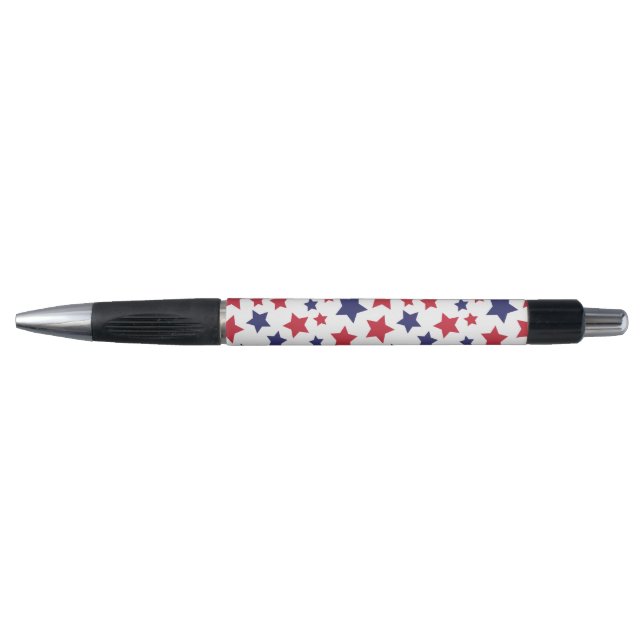 Caneta Red and Blue Stars, 4th of July, White Background (Frente)