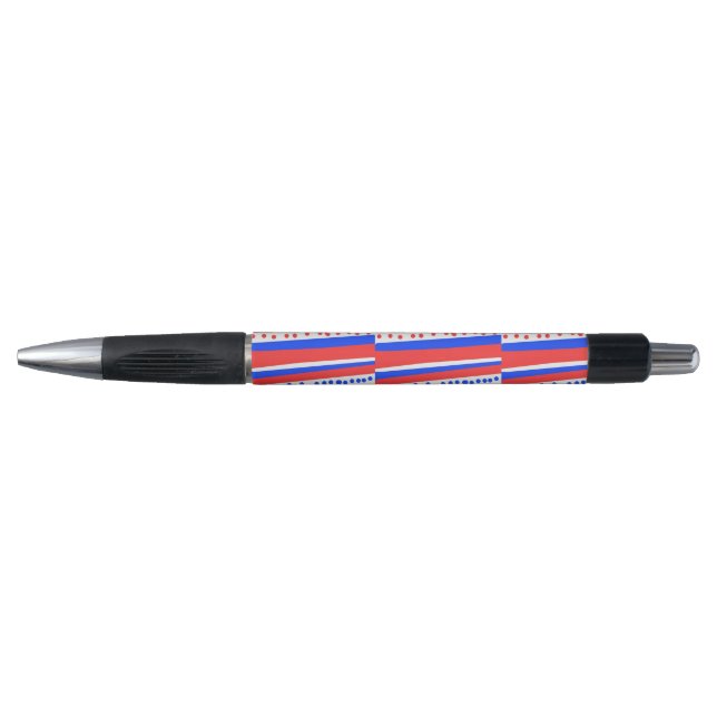 Caneta Red White Blue Circles Stripes  (Frente)