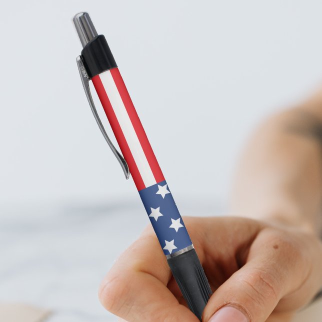 Caneta Red White e Blue Patriotic USA Flag Americano (Red White & Blue Patriotic USA American Flag Ink Pen)