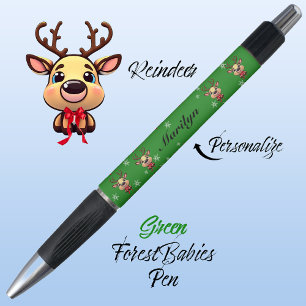 Caneta Reindeer Cute Engraçado Xmas Deer c/ Antlers 🦌 Ve
