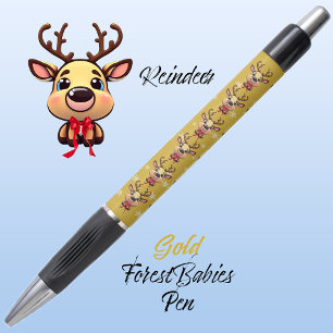 Caneta Reindeer Cute Engraçado, Xmas Deer com Anéis Doura