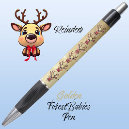 Caneta Reindeer Cute Engraçado, Xmas Deer com Anéis Doura