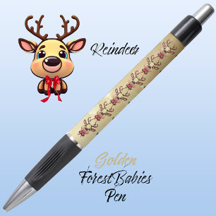 Caneta Reindeer Cute Engraçado, Xmas Deer com Anéis Doura