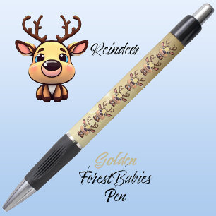 Caneta Reindeer Cute Funny Deer Woodland Animal Dourado �