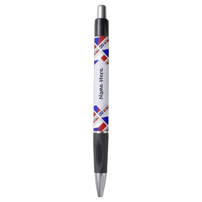 Caneta República Tcheca e Bandeira Tcheca Personalizada e (Frente Vertical)