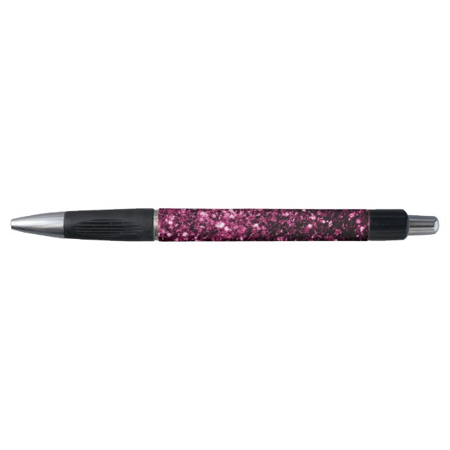 Caneta Rosa escuro falso brilho glitter faíscas (Frente)