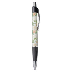 Caneta Rosas Brancas Românticas Florais Pêssegos