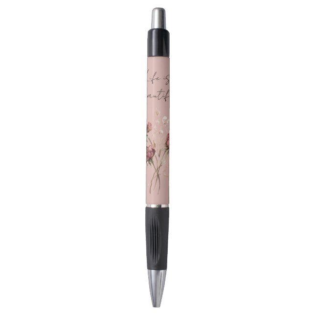 Caneta Rosas Vermelhas Rosadas Floral (Frente Vertical)