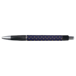 Caneta Royal Blue Fleur De Lis Pattern