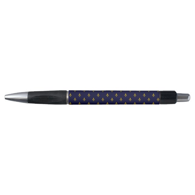 Caneta Royal Blue Fleur De Lis Pattern (Frente)