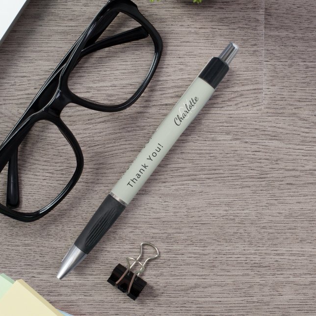 Caneta Sage green custom monograma name Obrigado (Criador carregado)