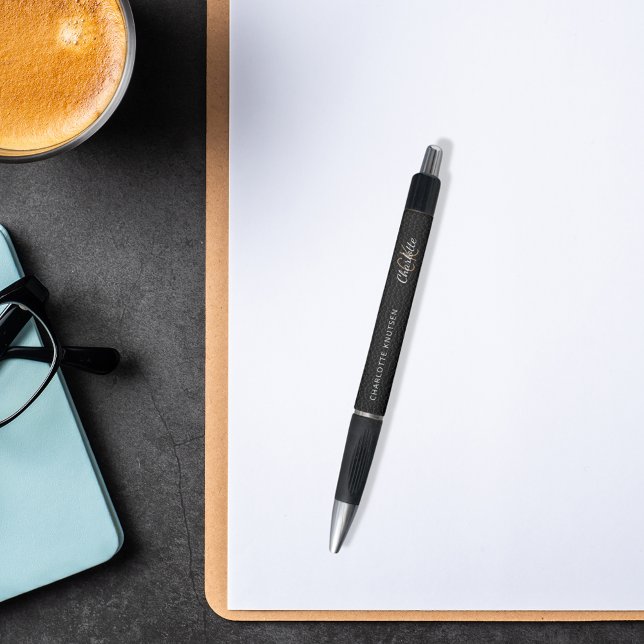 Caneta Script de nome do monograma personalizado de couro (Criador carregado)