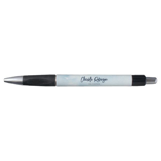 Caneta Script Elegante Aquarela Personalizada (Frente)