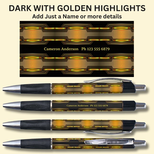 Caneta Seu nome e detalhes opcionais sobre preto e Ouro (Criador carregado)