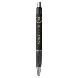 Caneta Símbolo médico - Preto e Dourado