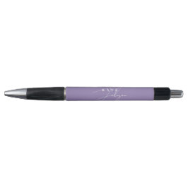 Caneta Sofisticado Monograma de Letra Cursiva Roxo Lilás