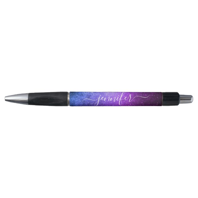 Caneta stylish chic purple glitters custom name (Frente)