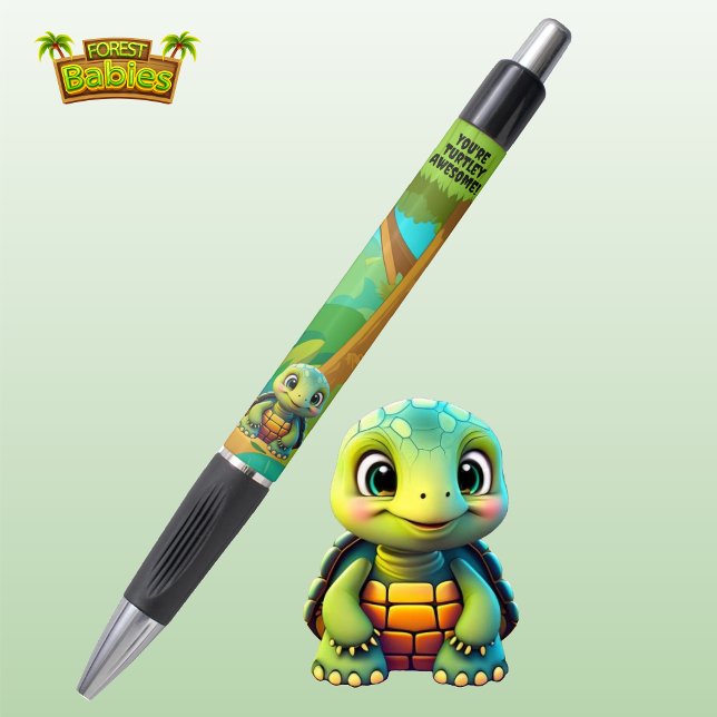 Caneta Tartaruga, Tortoise, Cartoon Animal Cartoon Graphi (Cute Turtle You're Turtley Awesome! Tortoise Wildlife Animal Cartoon Graphic Stationery Ink Pen 🐢)