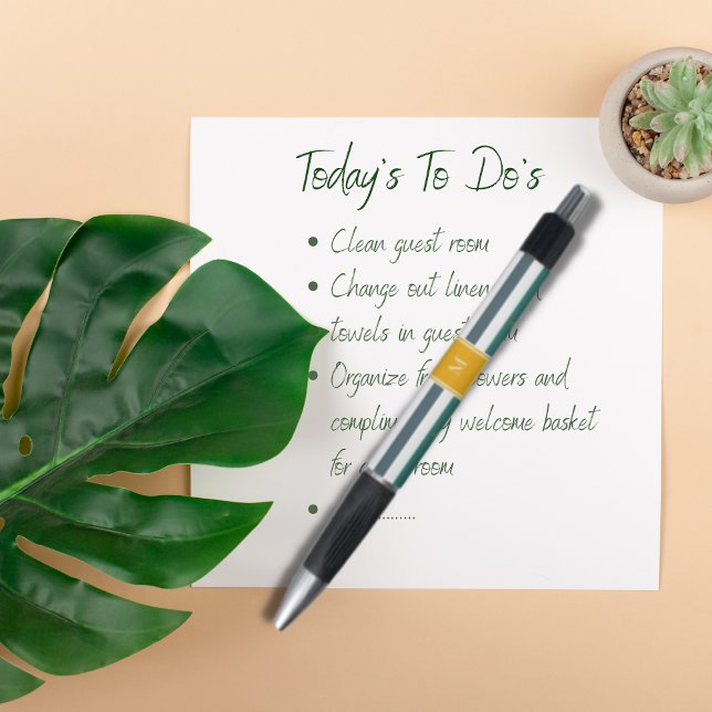 Caneta Teal Blues Elegante Monograma B e B com distribuiç (Criador carregado)