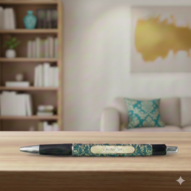 Caneta Teal Gold Prayer Journal Accessory with Name (Criador carregado)