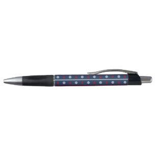 Caneta Teste padrão branco e azul vermelho do oceano