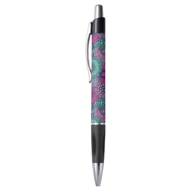 Caneta Teste padrão brilhante à moda de flores lindos (Topo (Vertical))
