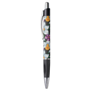 Caneta Teste padrão da elegância com flores 2 do narcis