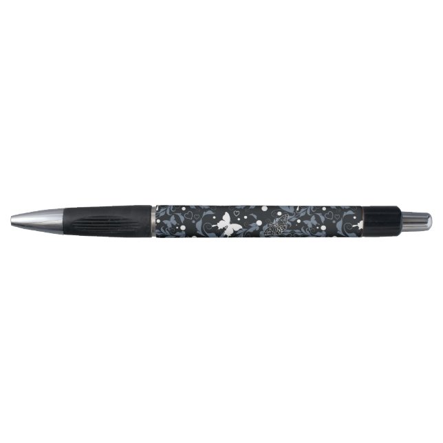 Caneta Teste padrão de borboleta preto & branco (Frente)