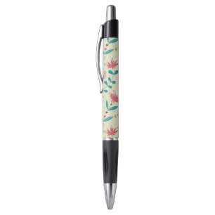 Caneta Teste padrão floral com gatos dos desenhos