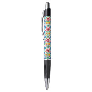 Caneta Teste padrão floral da arte popular do coração