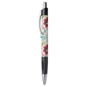 Caneta Teste padrão floral no estilo retro 5