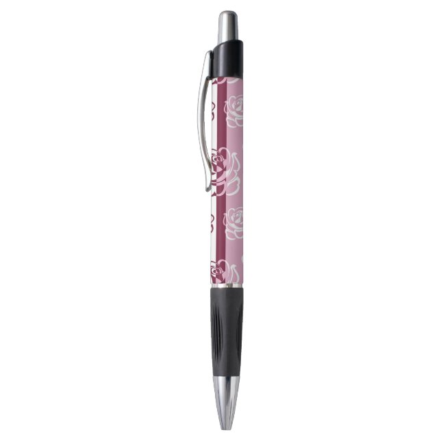 Caneta Teste padrão listrado com rosas (Topo (Vertical))